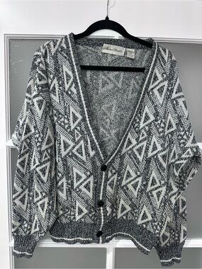 Vintage 90s Michael Gerald Men's Geometric Knit Cardigan Sweater Size M